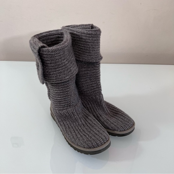 UGG Shoes - UGG | Grey woven button up knee high/calf high unique designer spring boot